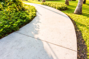 Brick paver walkways in Largo with red clay and herringbone pattern