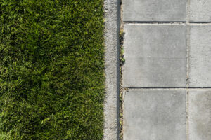 Permeable paver patio installation in Largo with herringbone pattern