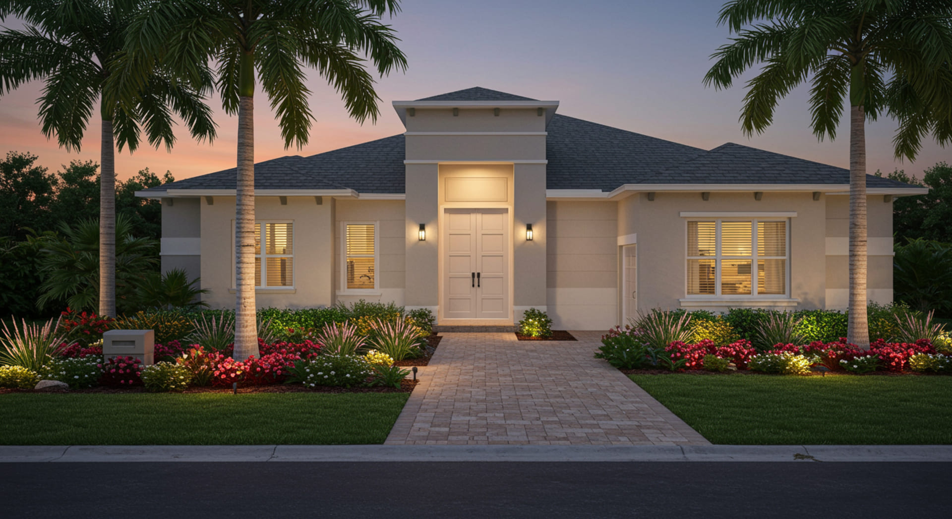 Front Yard Makeover with Pavers Florida
