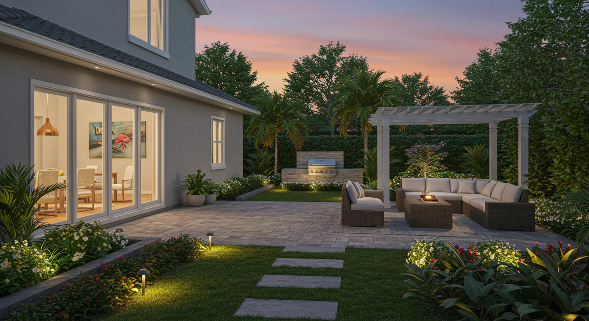 Backyard Hardscape and Landscape Design Florida