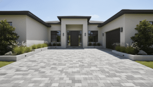 Modern driveway design with pavers Florida