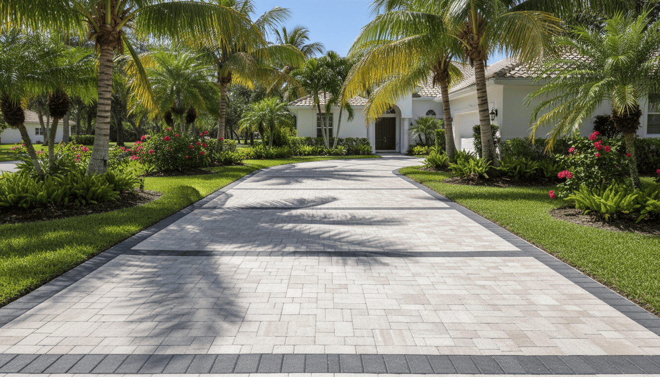 Modern driveway design with pavers Florida