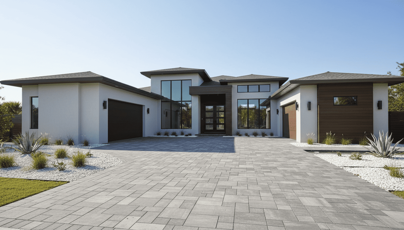 Modern driveway design with pavers Florida