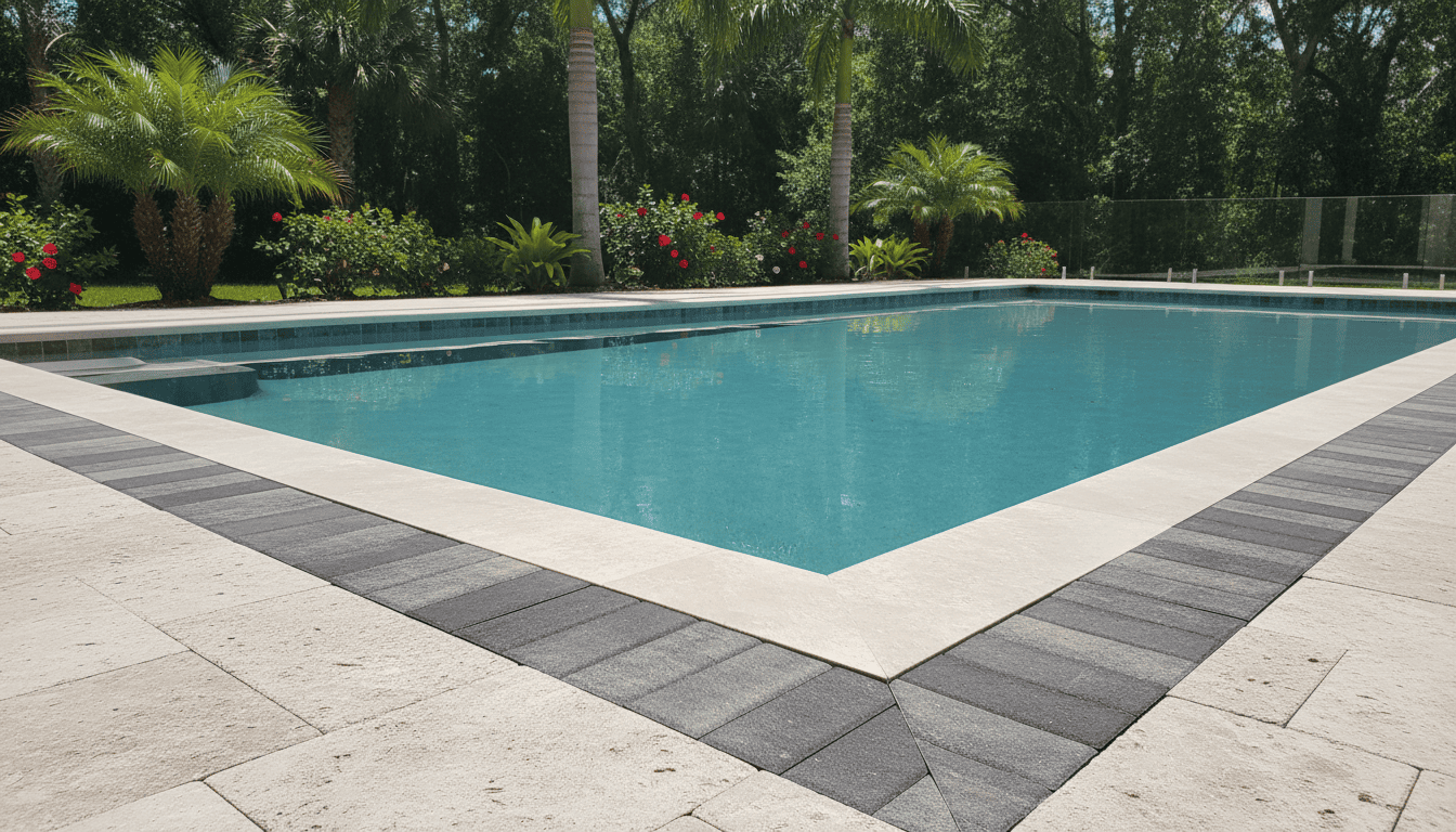 Travertine pool decks in Florida