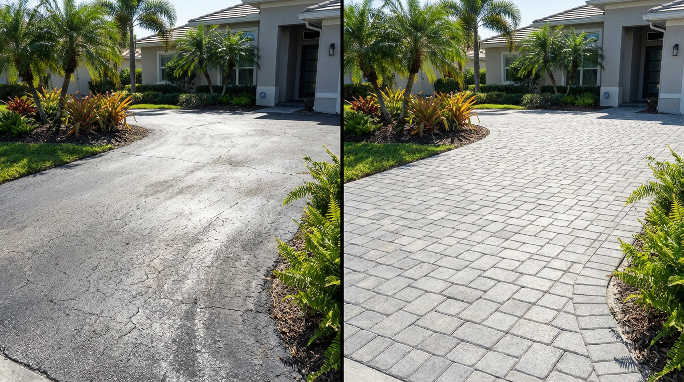 Paver driveway vs asphalt Florida