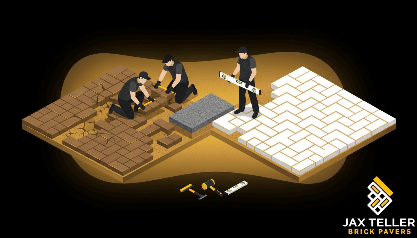 Paver repair Largo FL — professional brick paver repair and re-leveling service by JaxTeller Brick Pavers