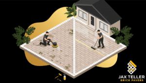 Pressure washing and sealing pavers in Largo FL — before and after brick paver driveway maintenance by JaxTeller Brick Pavers