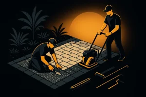 permeable paver walkways Florida project designed for a Florida home