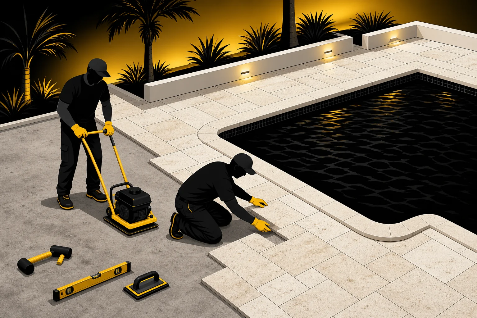 Travertine pool deck remodeling benefits shown on a renovated Florida concrete pool surround