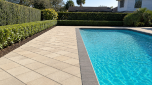 pool screen paver drainage on a completed JaxTeller Brick Pavers project
