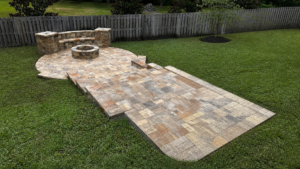 paver patio extension on a completed JaxTeller Brick Pavers project