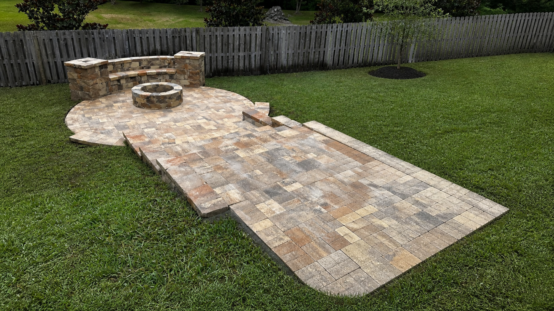 paver patio extension on a completed JaxTeller Brick Pavers project