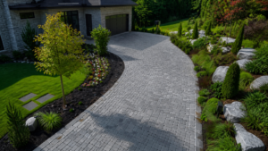 garage threshold pavers on a completed JaxTeller Brick Pavers project