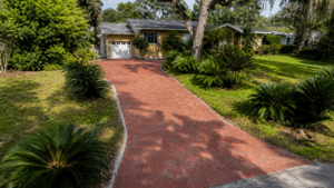 driveway paver stains on a completed JaxTeller Brick Pavers project