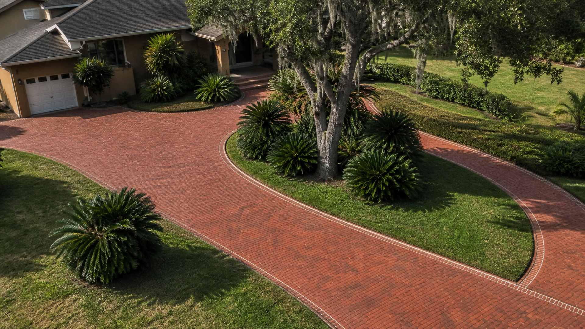 paver irrigation stains on a completed JaxTeller Brick Pavers project