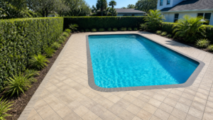 pool coping paver gaps on a completed JaxTeller Brick Pavers project