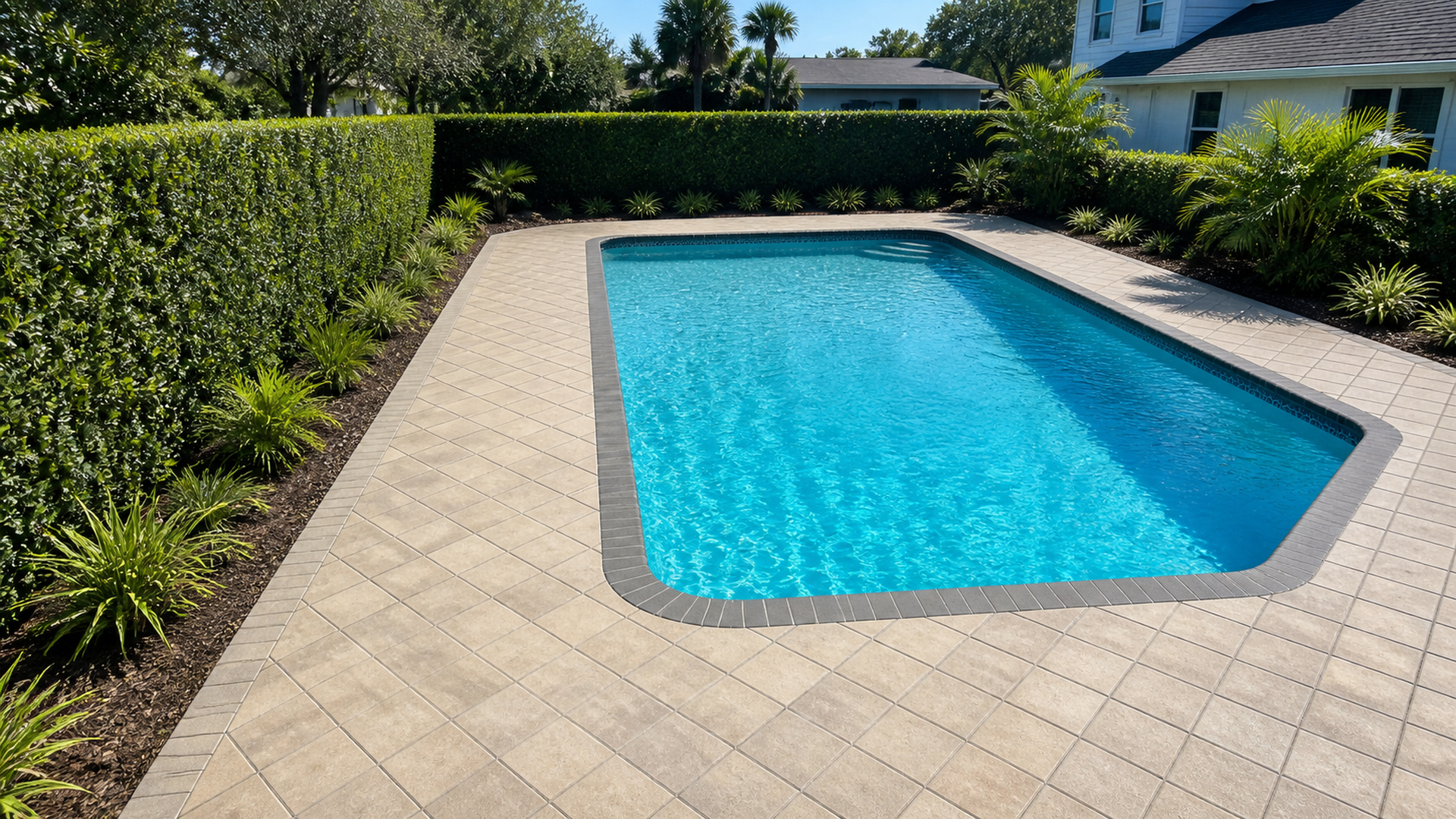 pool coping paver gaps on a completed JaxTeller Brick Pavers project