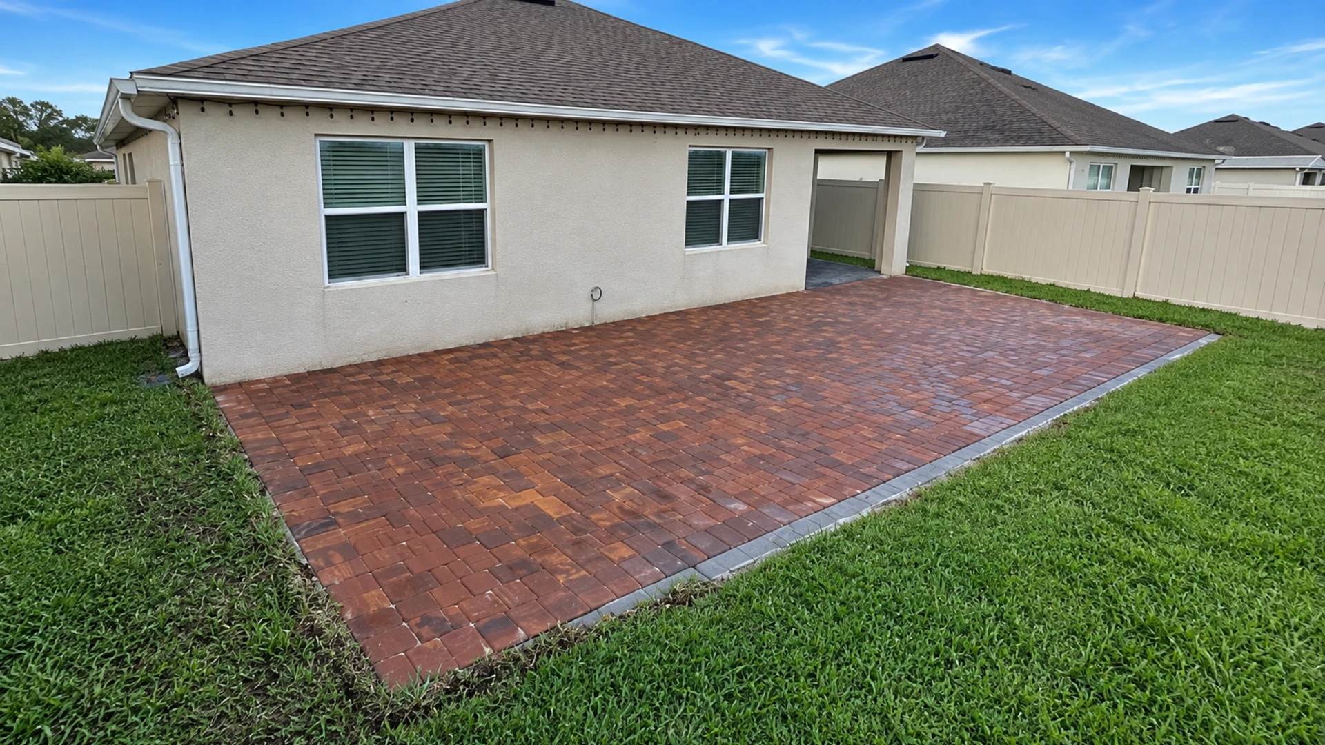 partial paver patio renovation on a completed JaxTeller Brick Pavers project