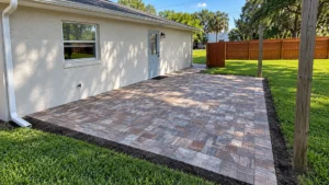 lawn edge pavers on a completed JaxTeller Brick Pavers project