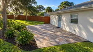 landscape bed runoff on a completed JaxTeller Brick Pavers project
