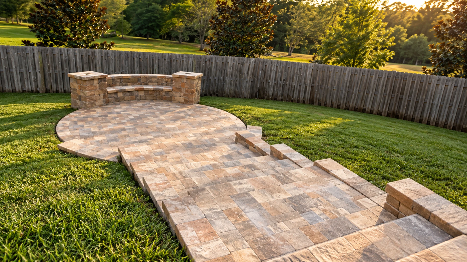 paver patio landings on a completed JaxTeller Brick Pavers project