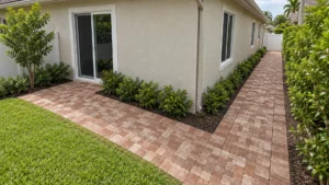 connected paver walkways on a completed JaxTeller Brick Pavers project