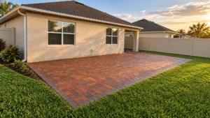 paver patio borders on a completed JaxTeller Brick Pavers project