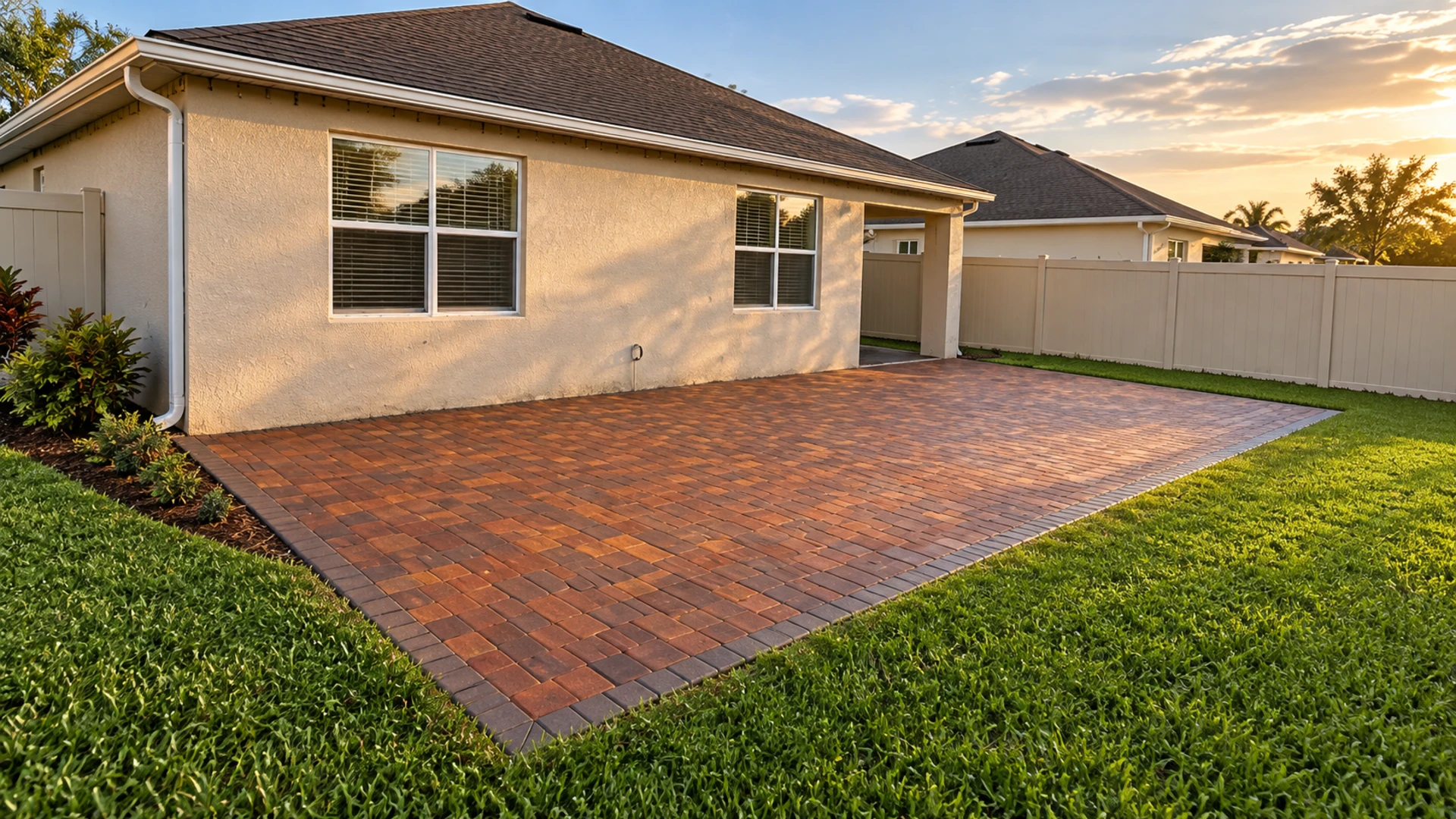 paver patio borders on a completed JaxTeller Brick Pavers project